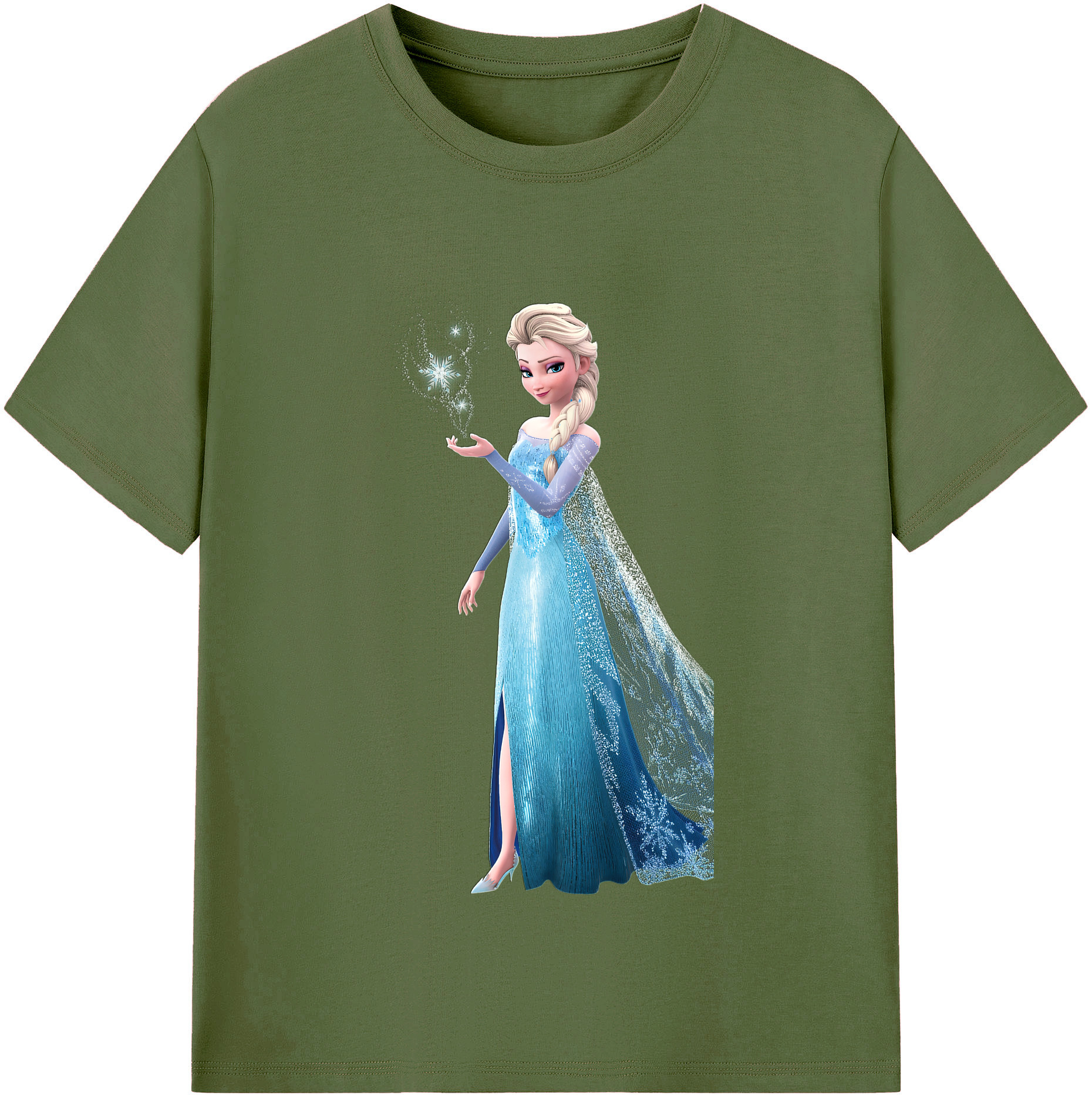 （画像用） アナと雪の女王 アンナ エルサ Frozen Anna Elsa 綿100％半袖Tシャツ（フロントプリント）